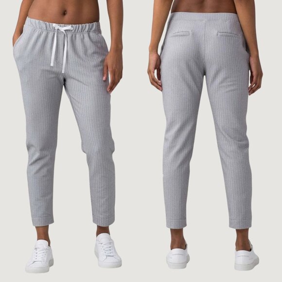 Lululemon Jet Crop Slim Herringbone - Size 6 - White Slate - Picture 1 of 8